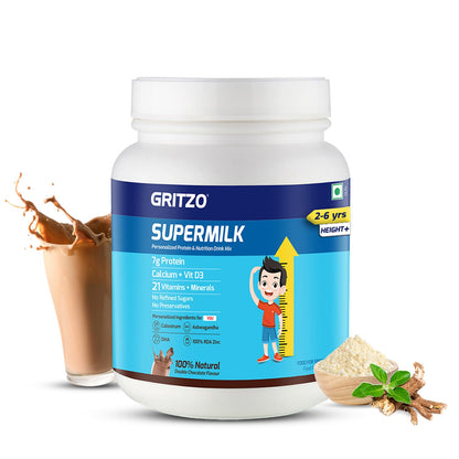 Gritzo Supermilk Height+ For 2-6Y Boys/Girls - Double Chocolate Flavor