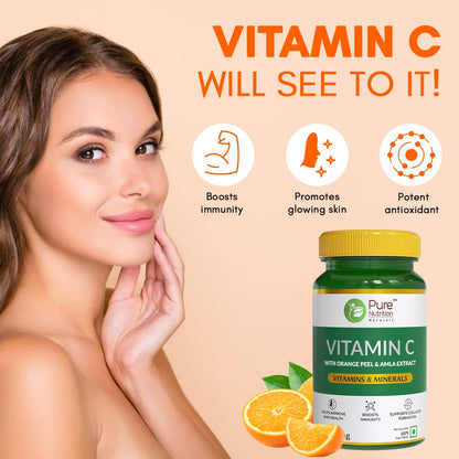 Pure Nutrition Vitamin C with Orange Peel & Amla Extract Veg Tablets