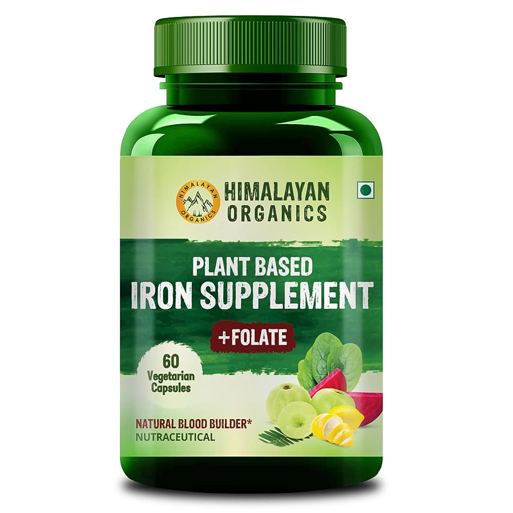Himalayan Organics Plant Based Iron Supplement + Folate Vegetarian Capsules