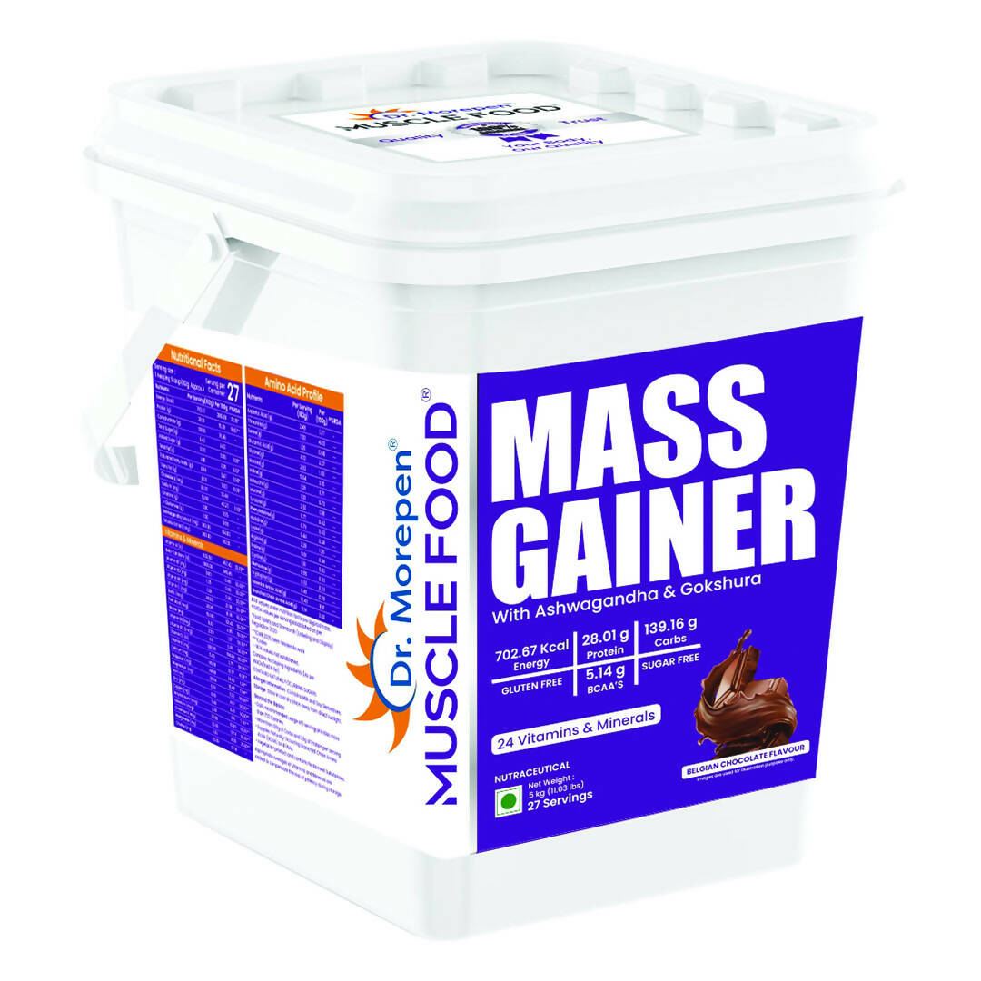 Dr. Morepen Muscle Food Mass Gainer with Ashwagandha & Gokshura - Belgian Chocolate Flavour