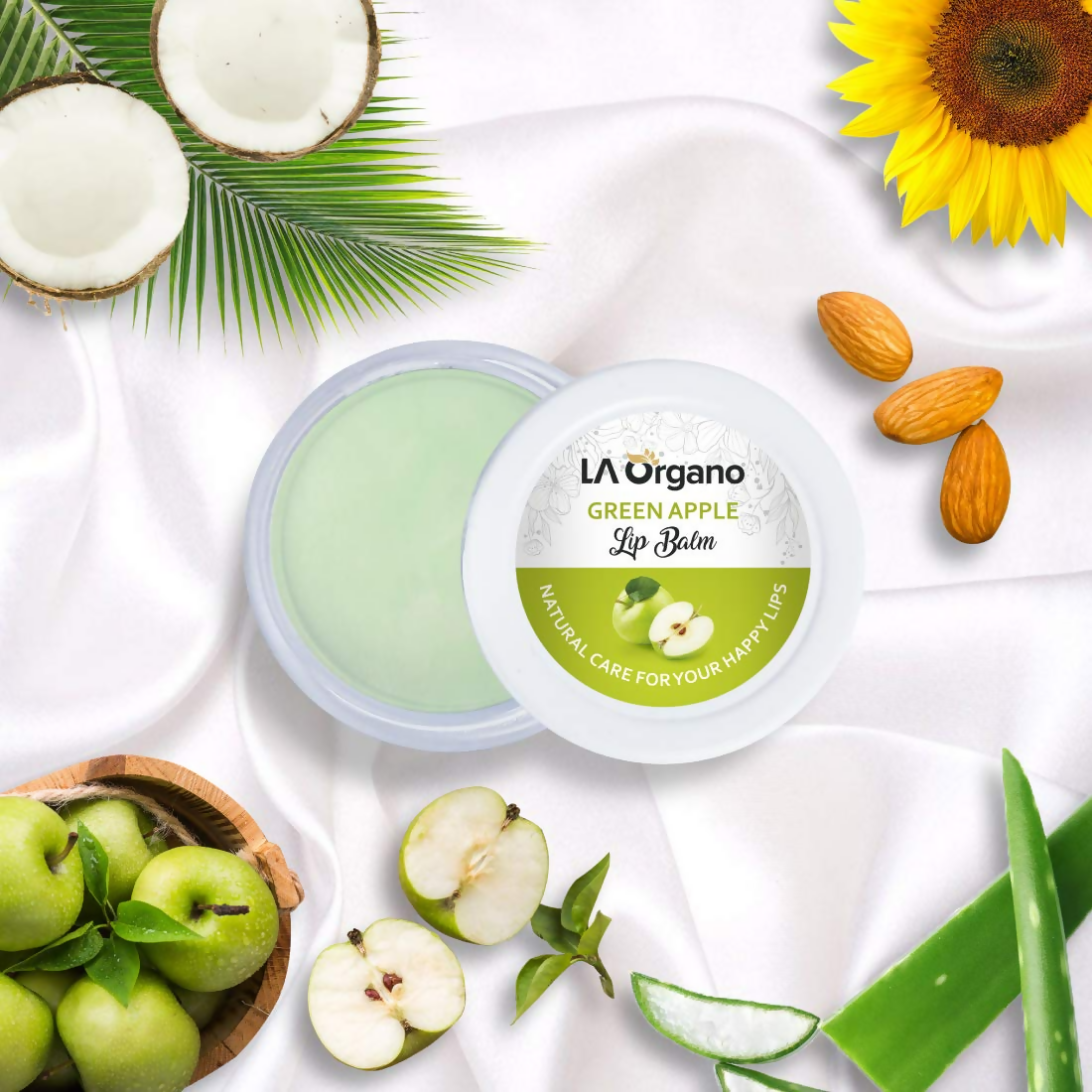LA Organo Green Apple Lip Balm For Dry Chapped Lips - DrMediCart