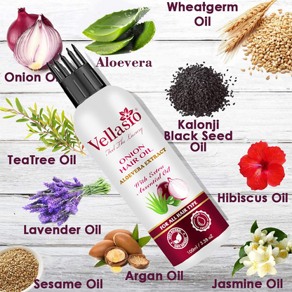 Vellasio Onion Aloevera Hair Oil & Ayurvedic Herbal Extracts