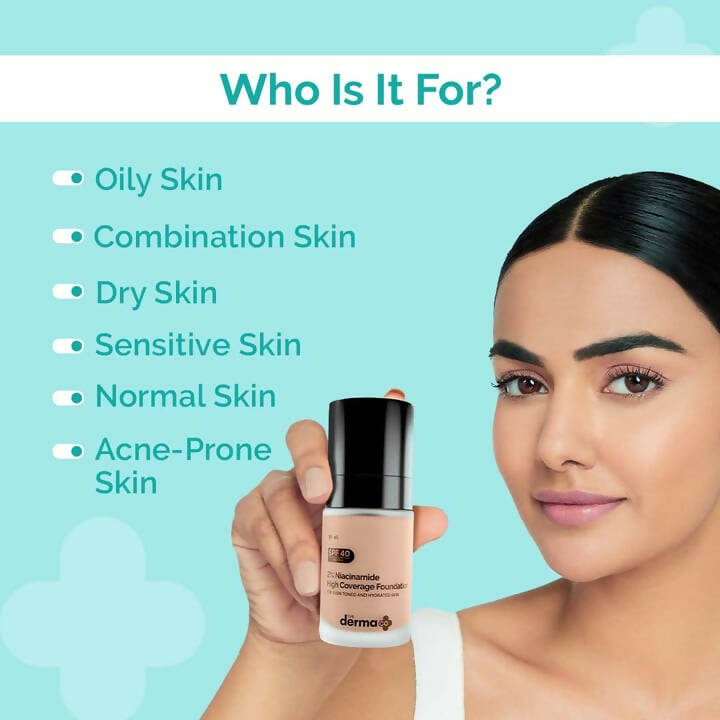 The Derma Co 2% Niacinamide High Coverage Foundation-01 Ivory - Drmedicart