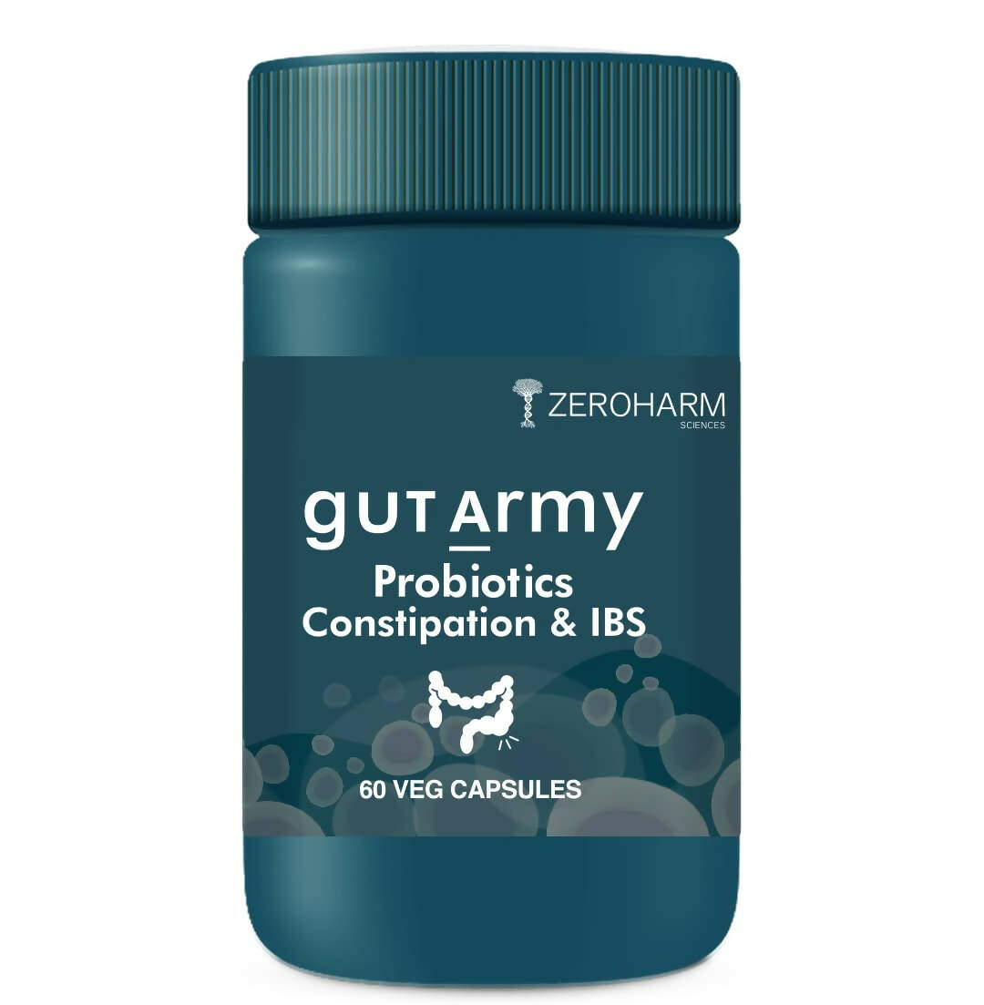 Buy Zeroharm Gut Army Probiotics Constipation & IBS Capsules from DrMediCart, Ship from India to USA