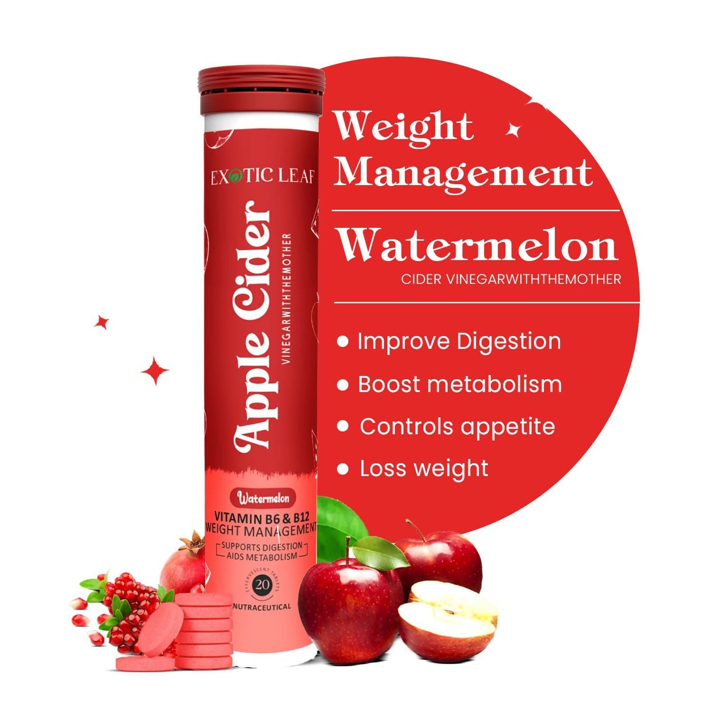 Exotic Leaf Watermelon Apple Cider Vinegar Tablets