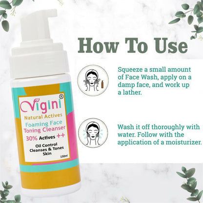 vigini natural actives foaming face toning cleanser face wash for men women buy in usa