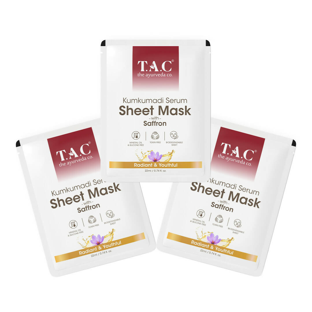TAC - The Ayurveda Co. Kumkumadi Serum Sheet Mask | with Saffron | for Nourished & Moisturized Skin - DrMediCart