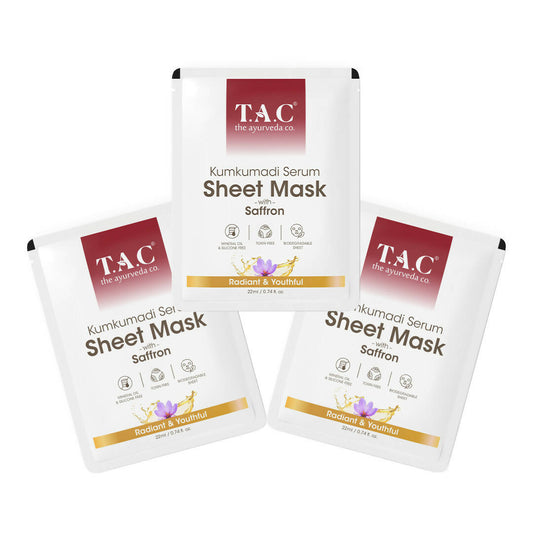 TAC - The Ayurveda Co. Kumkumadi Serum Sheet Mask | with Saffron | for Nourished & Moisturized Skin - DrMediCart