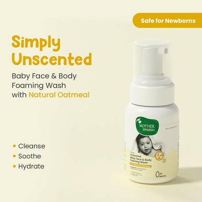 Mother Sparsh Simply Unscented Foaming Baby Face & Body Wash With Natural Oatmeal