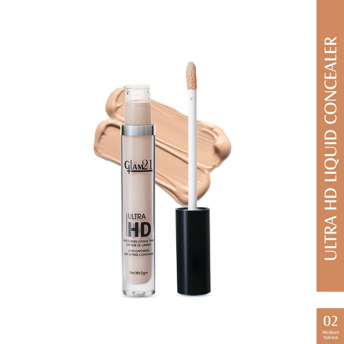 Glam21 Ultra HD Liquid Concealer for HD Finish - Medium Naturaly