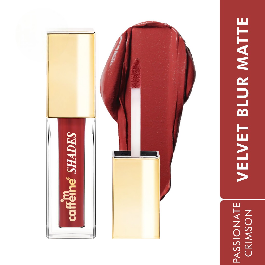 mCaffeine Shades Velvet Blur Matte Liquid Lipstick 12 Hrs Stay & Lightweight - Passionate Crimson