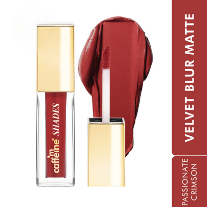 mCaffeine Shades Velvet Blur Matte Liquid Lipstick 12 Hrs Stay & Lightweight - Passionate Crimson