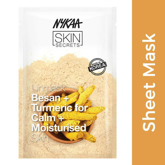 Buy Nykaa Skin Secrets Indian Rituals Besan + Turmeric Sheet Mask For Calm & Moisturised Skin from DrMediCart, Ship from India to USA