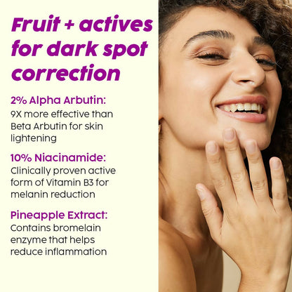 PLIX The Plant Fix 2% Alpha Arbutin Pineapple De-Pigmentation Dewy Face Serum For Pigmentation & Dark Spots Removal