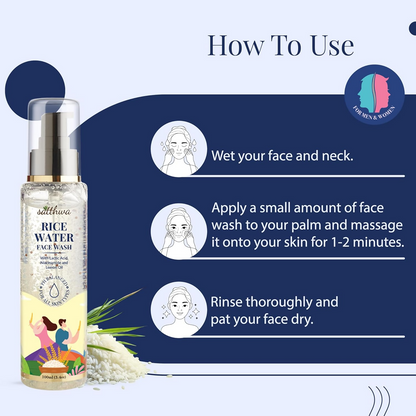 Satthwa Rice Water Face Wash With Niacinamide, Lactic Acid & 1% Salicylic Acid