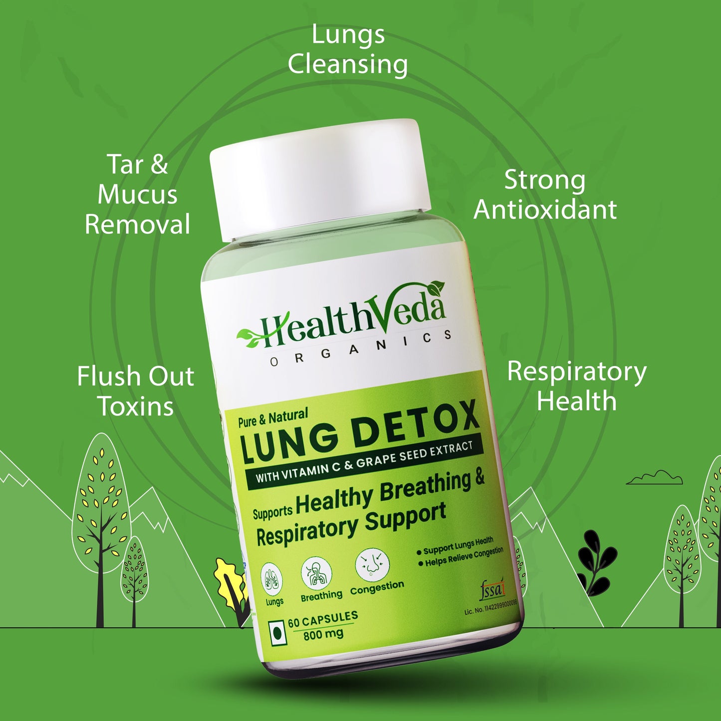 Health Veda Organics Lung Detox Veg Capsules