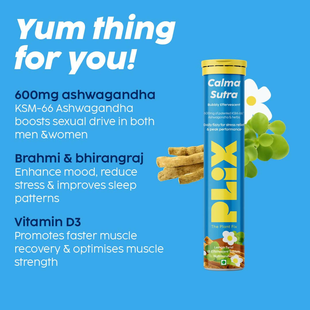 PLIX The Plant Fix Calma Sutra Ashwagandha Effervescent Tablets - Lemon Twist