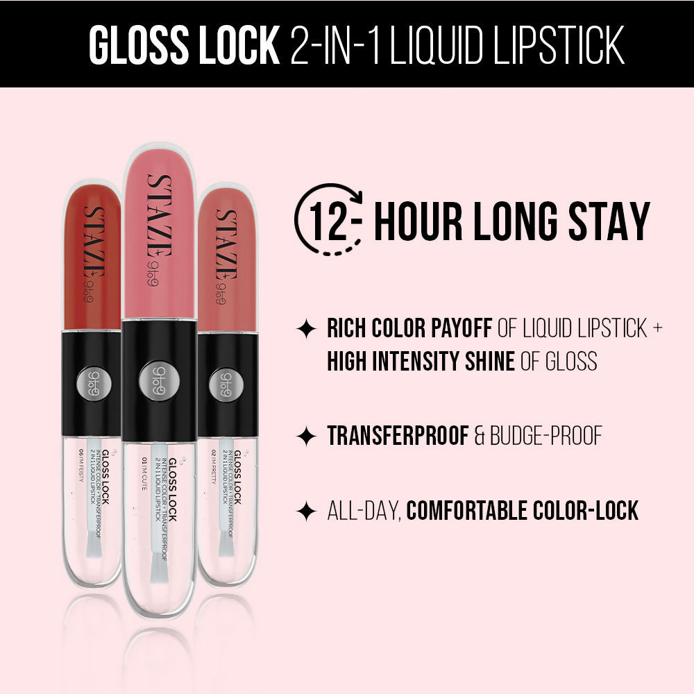 Staze 9To9 Gloss Lock 2-In-1 Liquid Lipstick - 06 Im Feisty