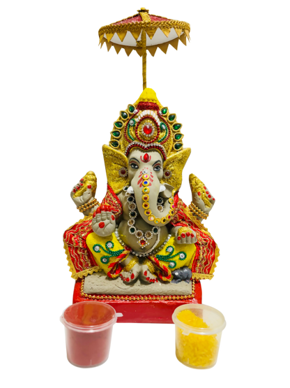 Buy Eco-Friendly Ganesh Idols (Non-Toxic Colors) With Chatri, Kumkum & Akshat
