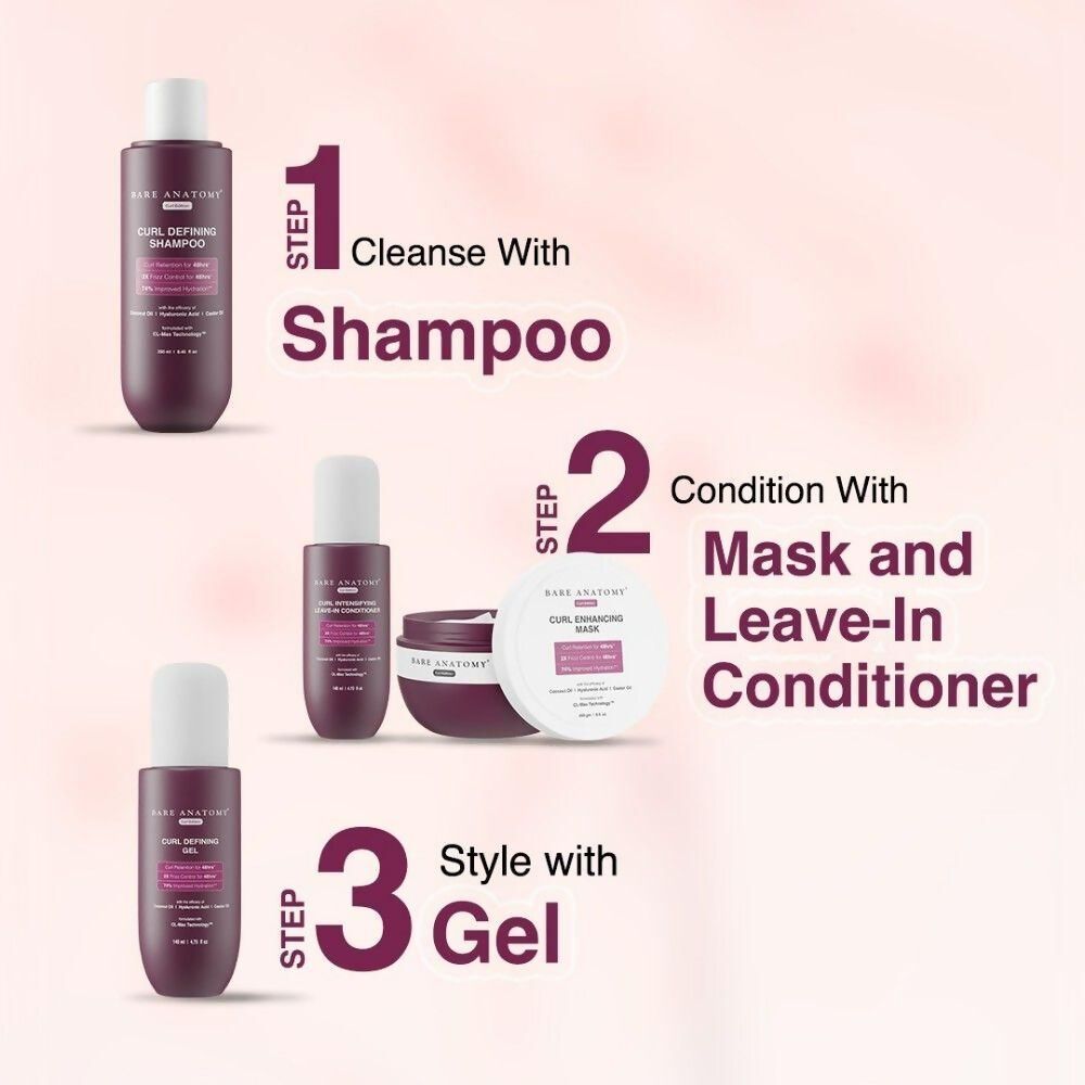 Bare Anatomy Curl Defining Kit (Shampoo + Mask + Leave In Conditioner + Gel)