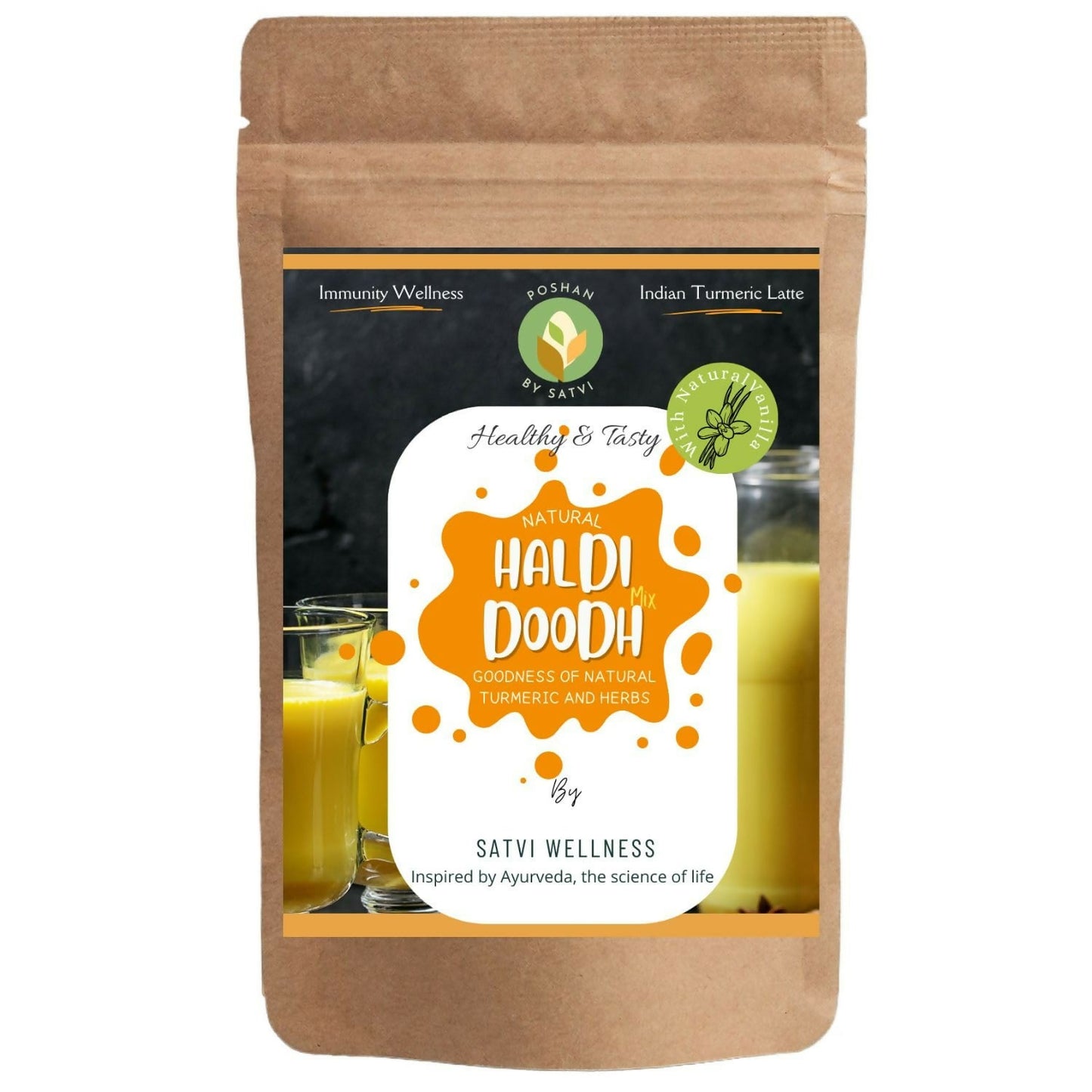 Satvi Wellness Haldi Doodh | Golden Milk Mix | Turmeric Milk Mix | Indian Haldi Doodh | Milk Masala | Turmeric Latte