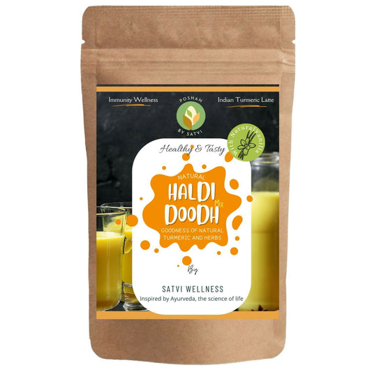 Satvi Wellness Haldi Doodh | Golden Milk Mix | Turmeric Milk Mix | Indian Haldi Doodh | Milk Masala | Turmeric Latte