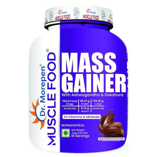 Dr. Morepen Muscle Food Mass Gainer with Ashwagandha & Gokshura - Belgian Chocolate Flavour