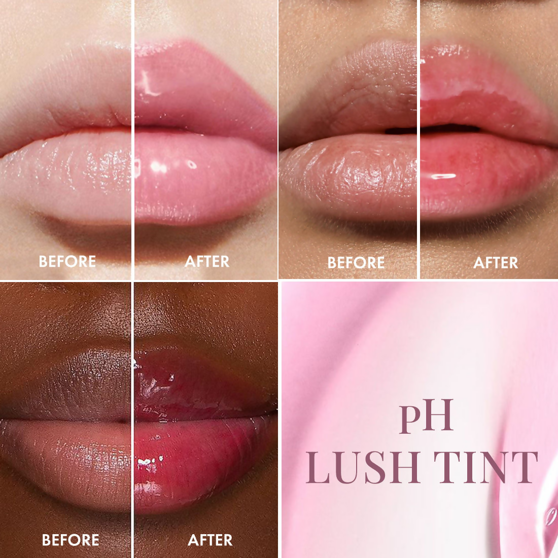 mCaffeine Shades PH Lush Lip & Cheek Color Changing Tint Hydrates Plumps Non-Sticky Tint Shift