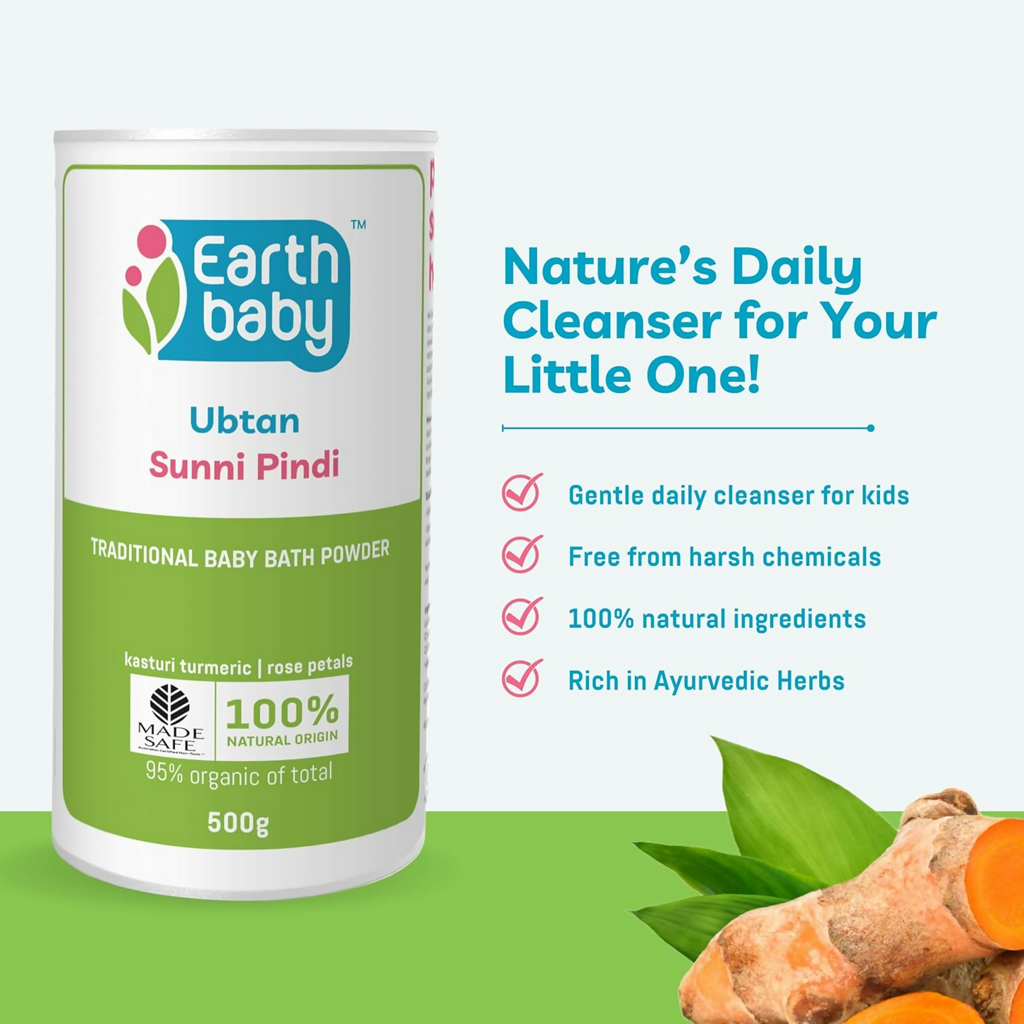 Earthbaby Ubtan Sunni Pindi Soap-Free 100% Natural Baby Bath Powder