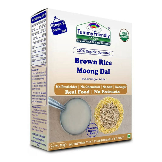 Buy TummyFriendly Foods Organic Sprouted Brown Rice, Moong Dal Porridge Mix from DrMediCart, Ship from India to USA