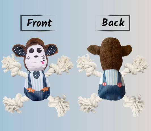 Foodie Puppies Monkey Crinkle Paper Rope Plush Toy for Dogs