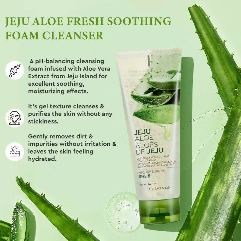 The Face Shop Jeju Aloe Fresh Soothing Foam Cleanser - Korean Skincare