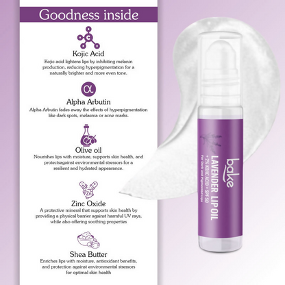 Bake 2% Kojic Acid Lavender Lip Balm Oil SPF 50 PA+++