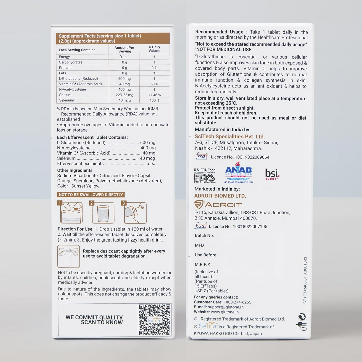 Glutone 1000 Setria L-Glutathione Effervescent Tablets