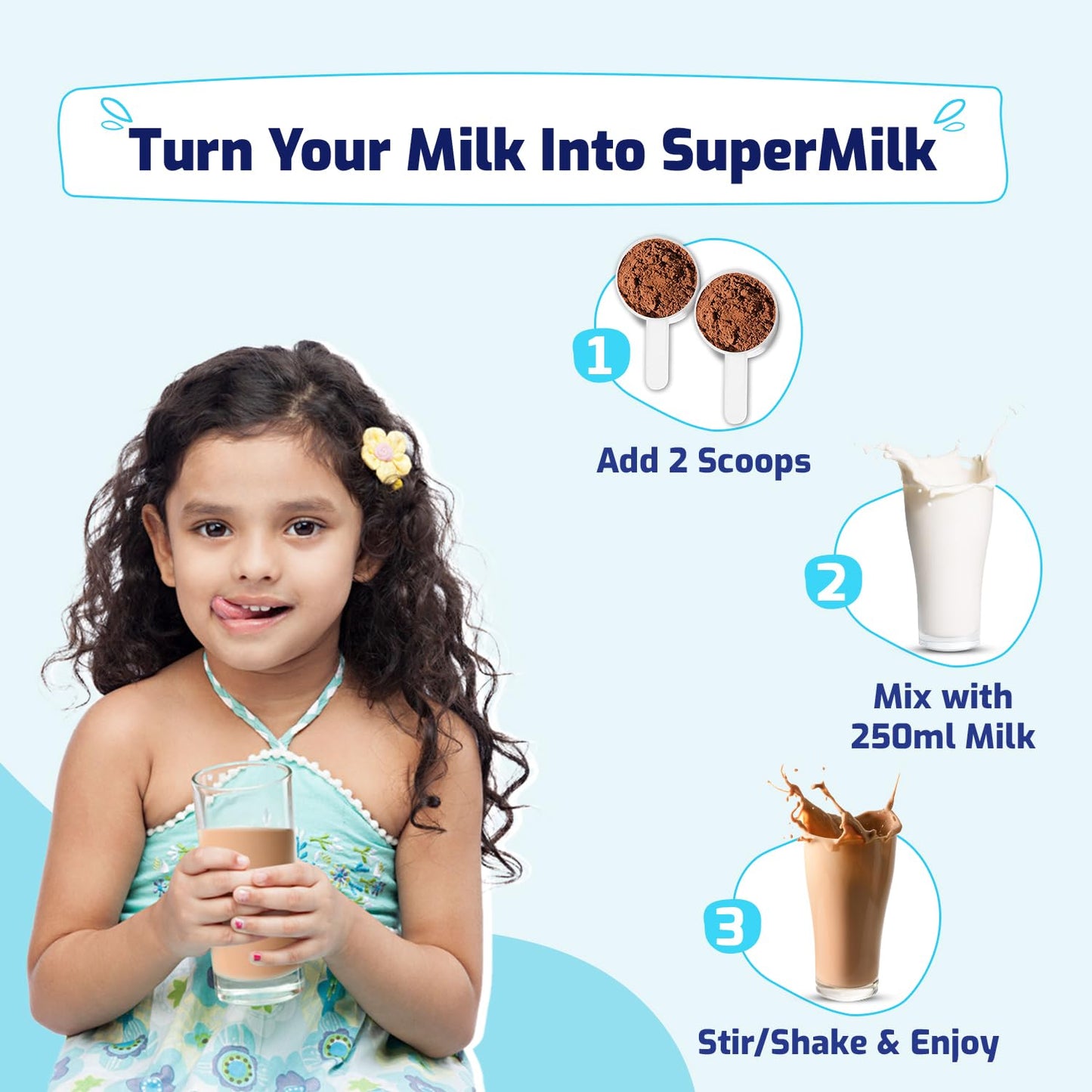 Gritzo Supermilk Height+ For 2-6Y Boys/Girls - Double Chocolate Flavor