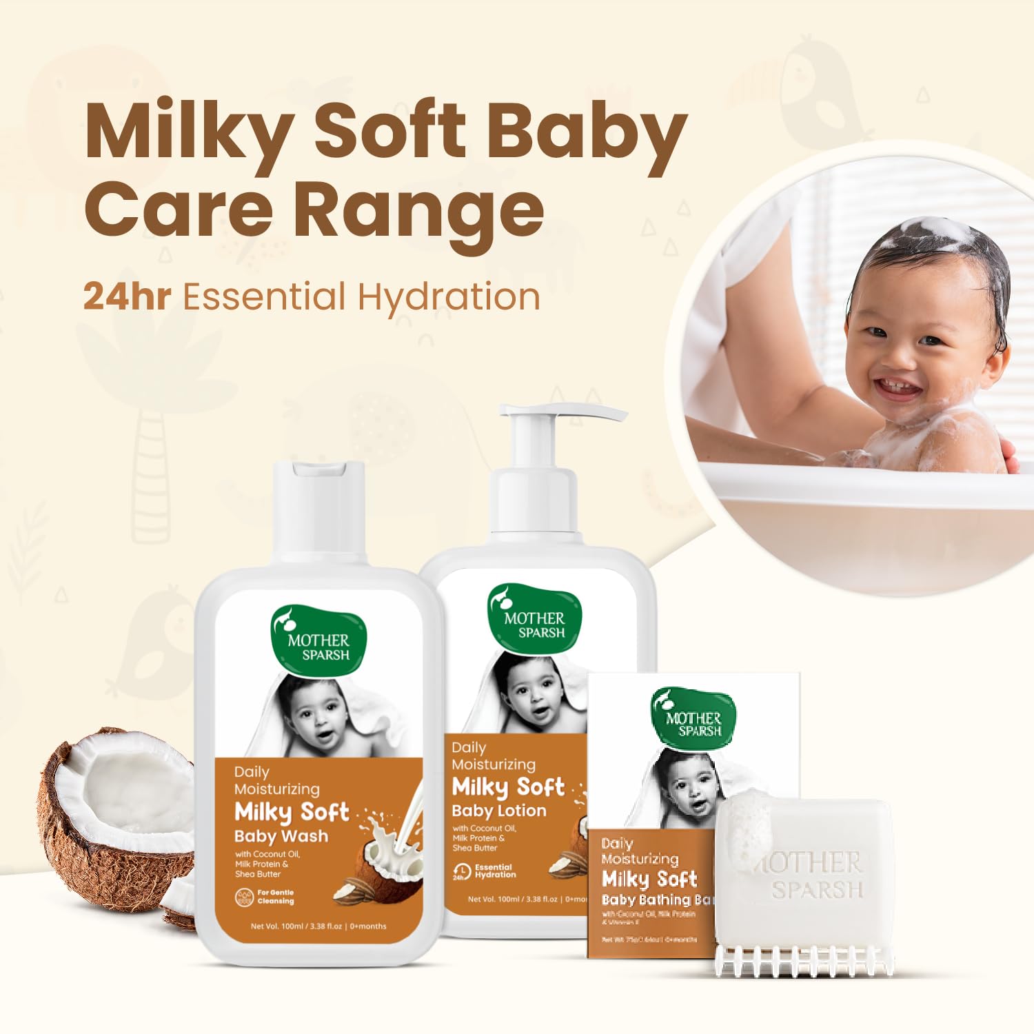 Mother Sparsh Gift Set for Babies, Combo of 5 Baby Skin Care Essentials (Sunshine Box)