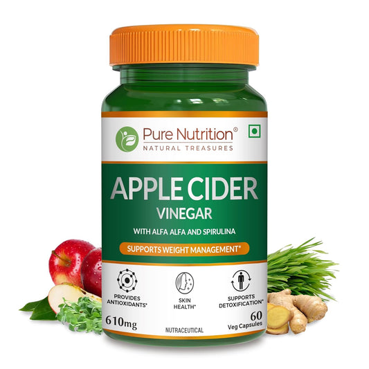 Pure Nutrition Apple Cider Vinegar with Wheat Grass & Spirulina Veg Capsules