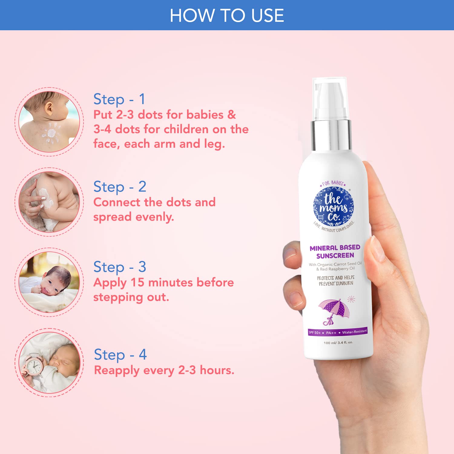The Moms Co Waterproof SPF 50+ Natural Mineral Based Baby Sunscreen For UV-A & UV-B Protection