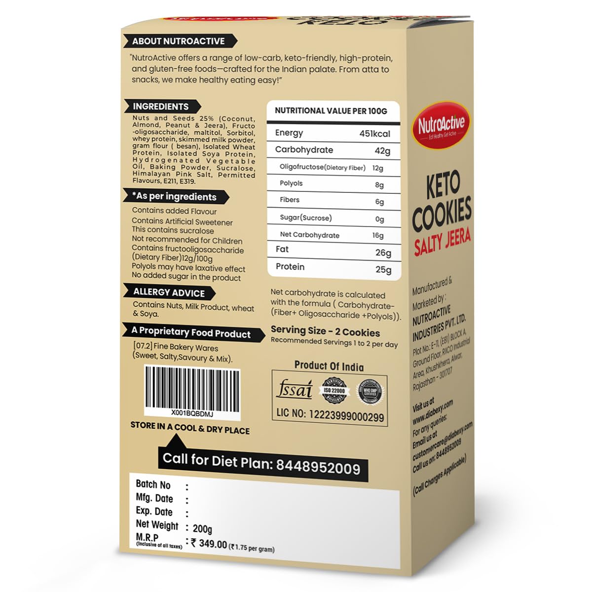 NutroActive Keto Jeera Cookies Salted