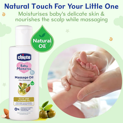 Chicco Baby Moments Massage Oil For Moisturised Skin, Nourished Hair & Scalp