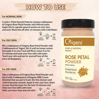 Origenz Pure & Natural Rose Petals Powder