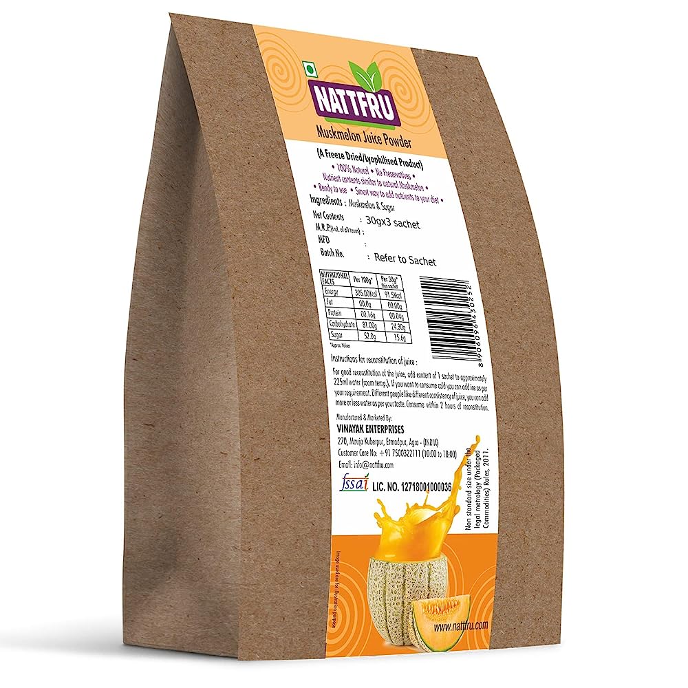 Nattfru Muskmelon Juice Powder - 90g (3 Packs X 30g each- Inside)