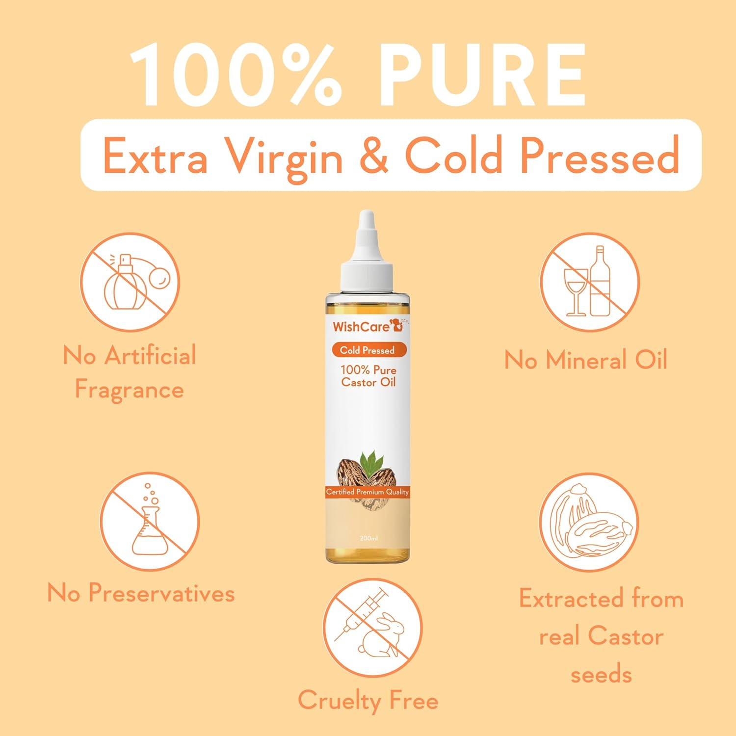 WishCare Premium Cold Pressed Castor Oil