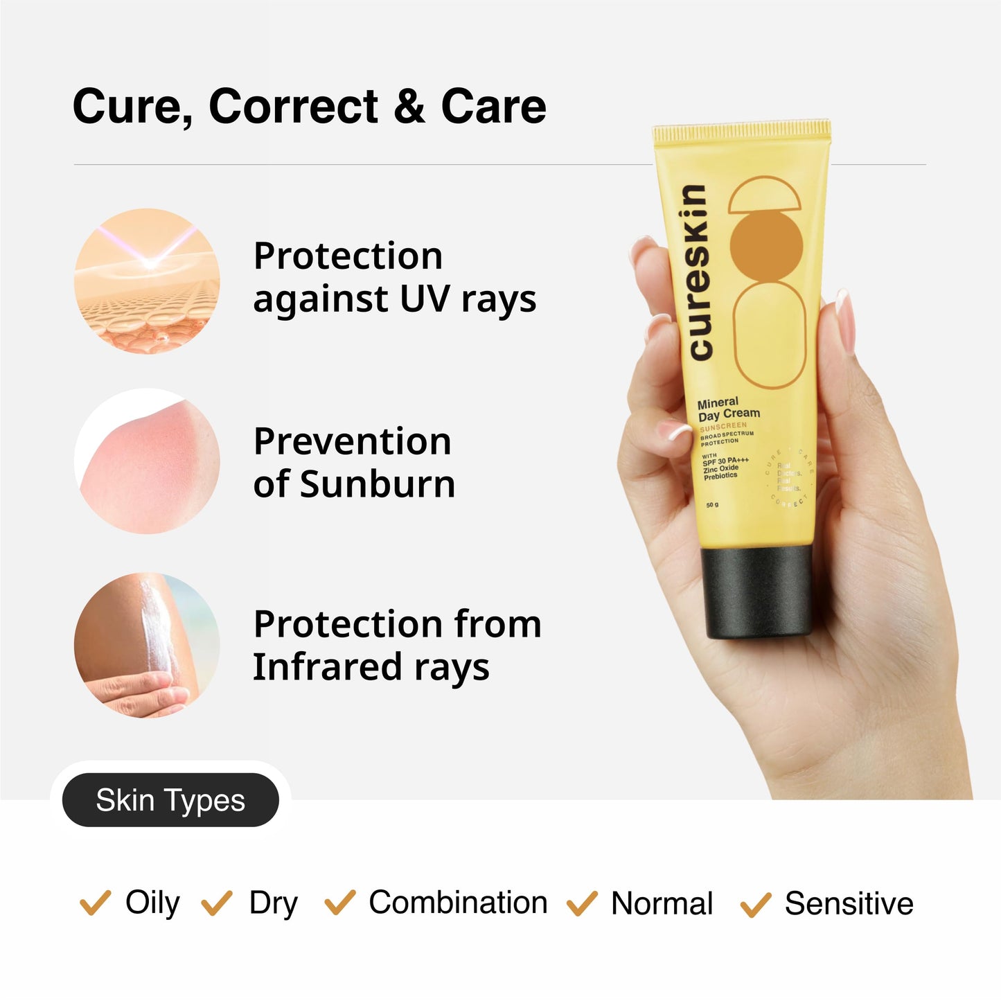 Cureskin Mineral Day Cream Sunscreen Matte Finish SPF 30 PA+++