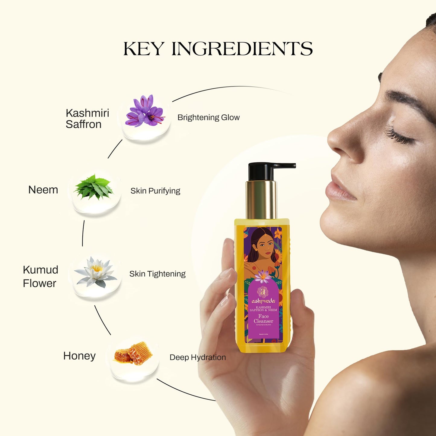 Ashpveda Radiant Kashmiri Saffron and Neem Face Wash