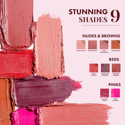 mCaffeine Shades Creamy Matte Kiss Bullet Lipstick Moisturizing Lightweight - Crushed Berry