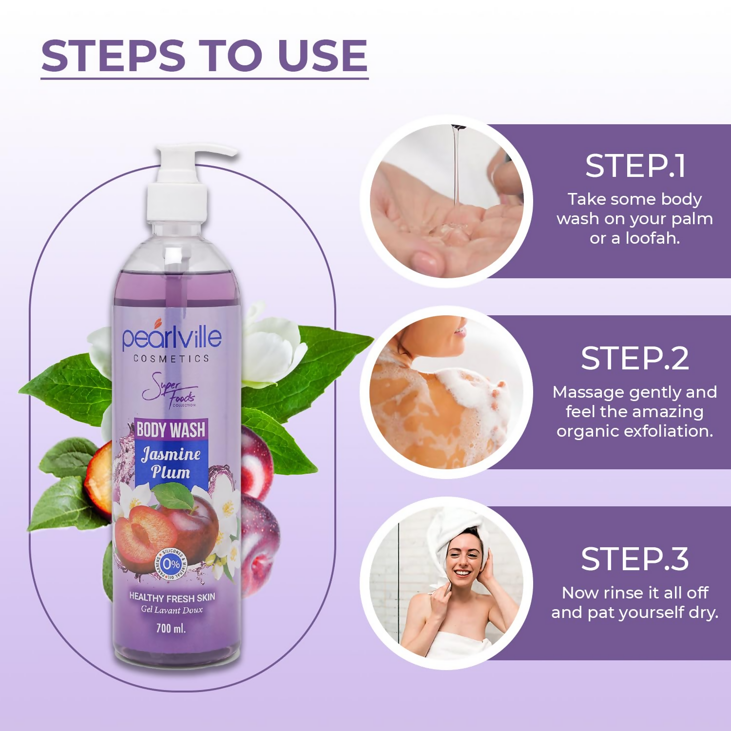 Pearlville Super Foods Collection Jasmine Plum Body Wash