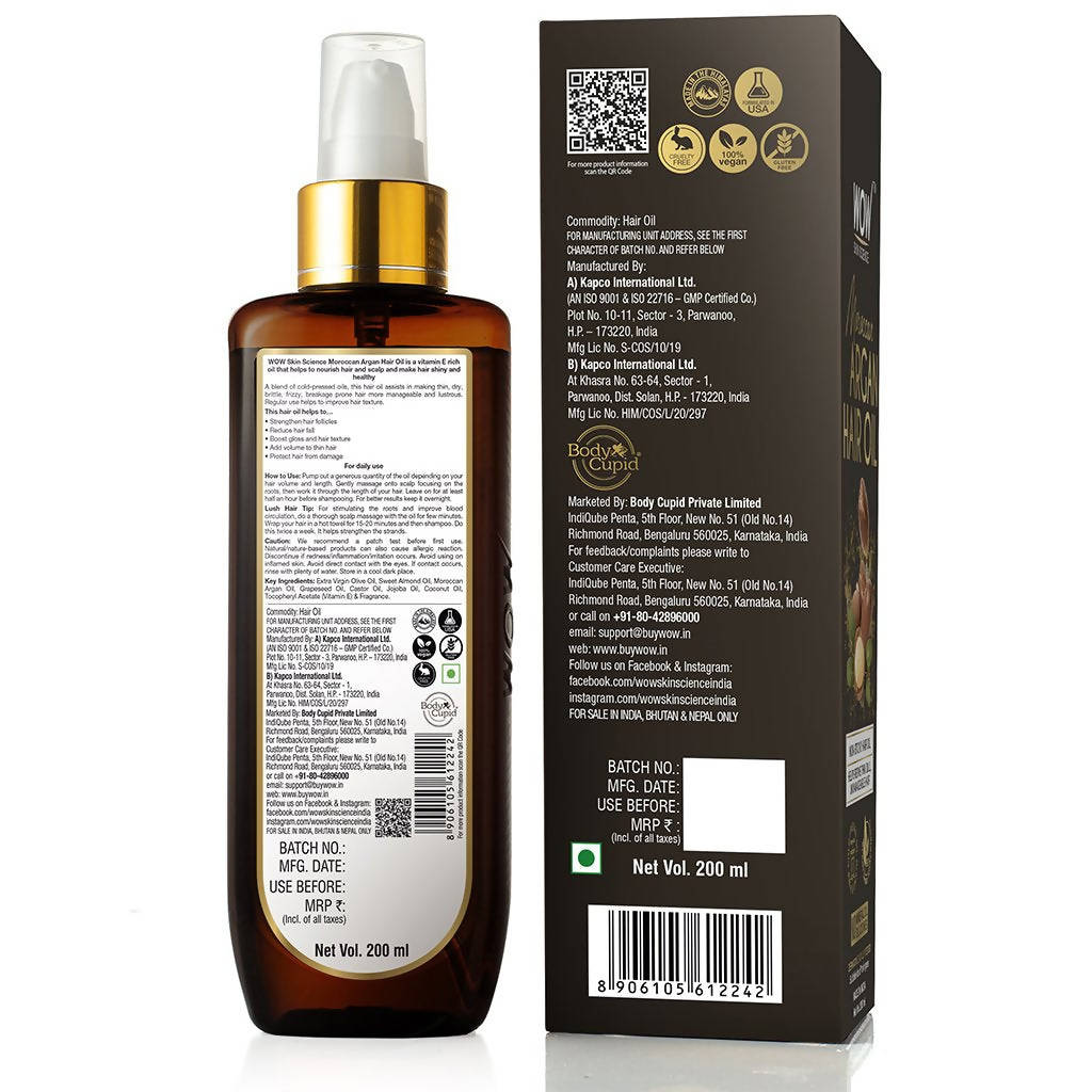 Wow Skin Science Moroccan Argan Hair Oil - Drmedicart
