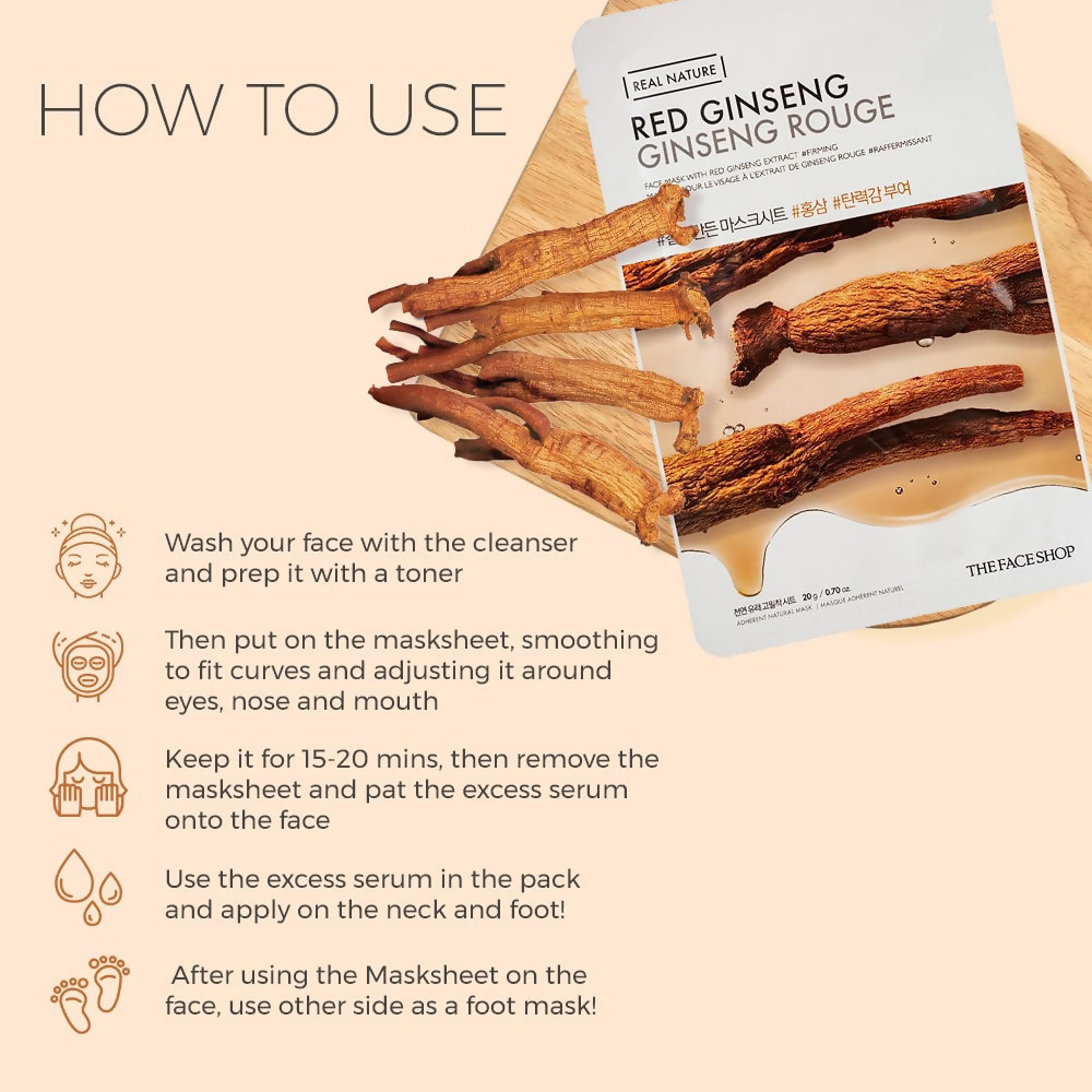 The Face Shop Real Nature Red Ginseng Face Mask - Korean Skincare