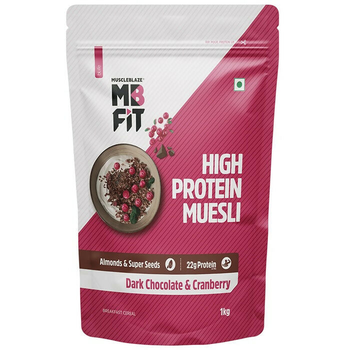 MuscleBlaze Fit High Protein Muesli - Dark Chocolate & Cranberry - BUDNE